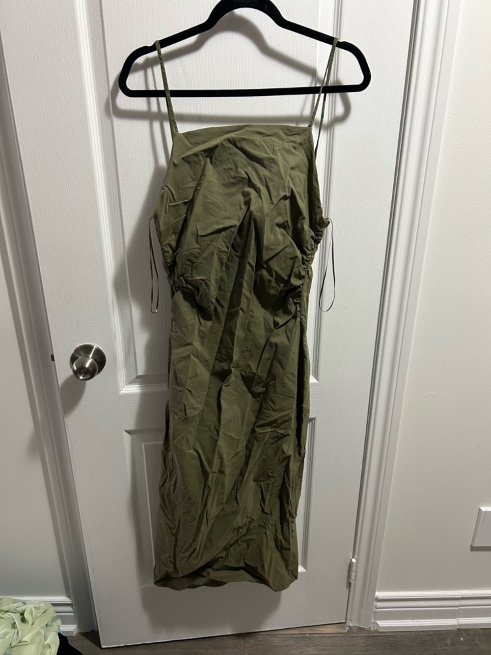 Bershka Olive Green Slip Dress with Adjustable Straps
